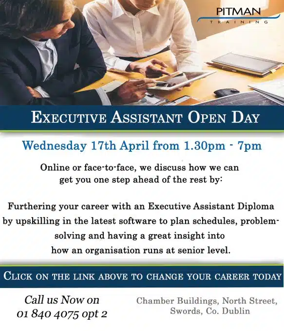 Pitman Training Dublin-Swords Executive Assistant Open Day